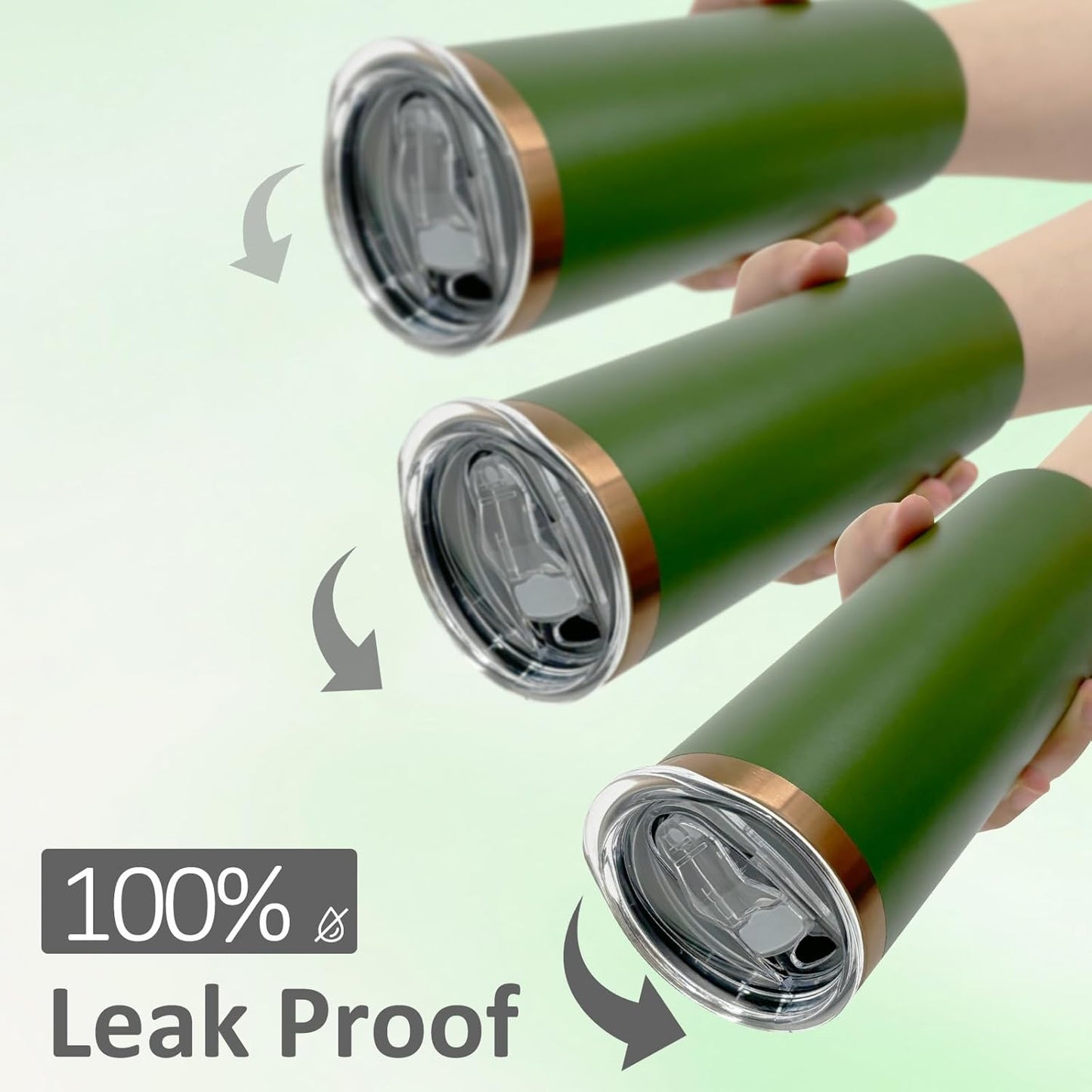 20 oz Skinny Tumblers Bulk, Stainless Steel Insulated Tumbler with Lids and Straws, Slim Double Wall Powder Coated Travel Coffee Mugs, Reusable Cup for Hot and Cold Drinks (Army Green,1 pack)