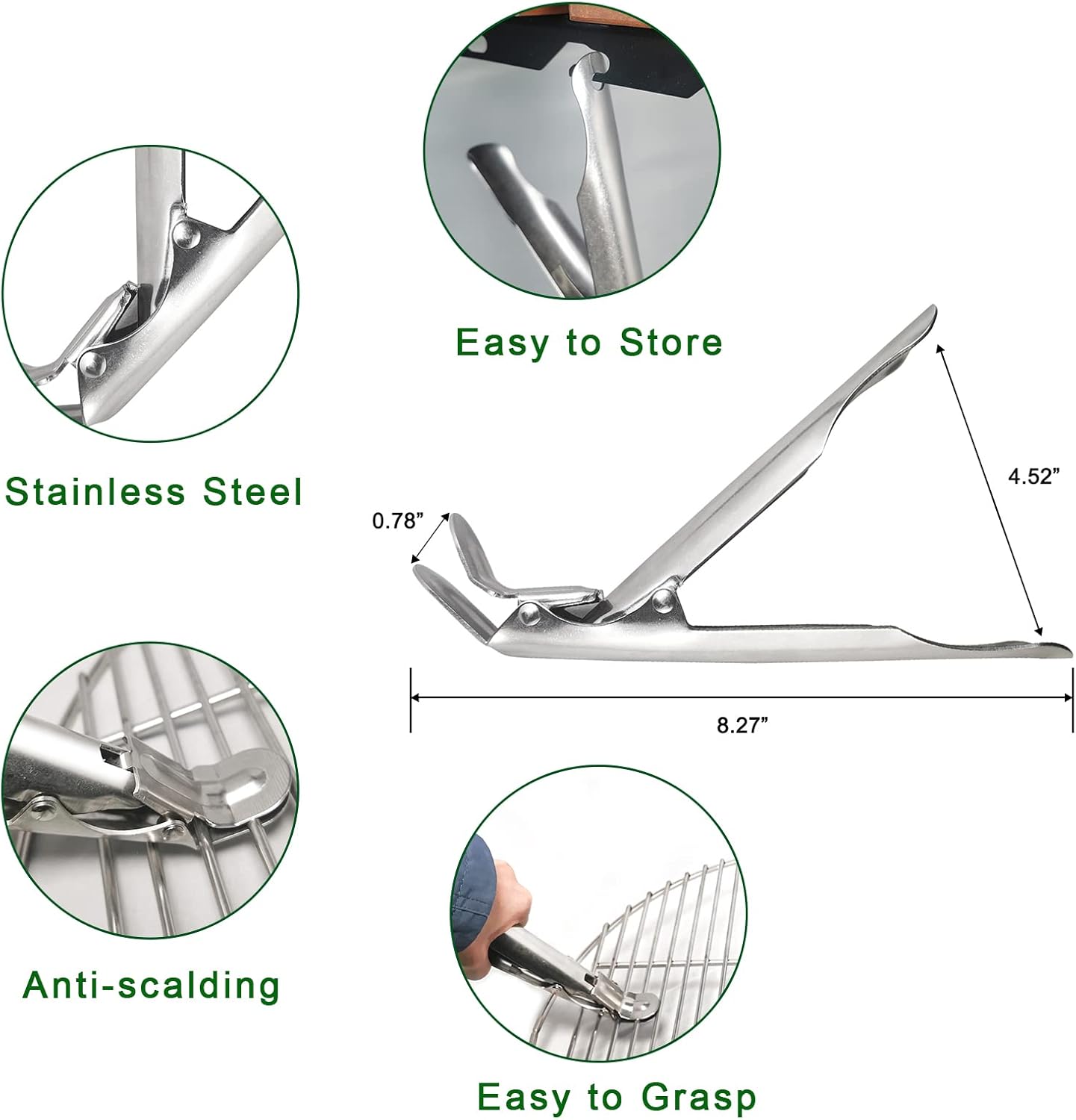 BBQ Ash Removal Tool Set for Big Green Egg Accessories, Kamado Grill Cleaning Tools Include Ash Rake and Ash Pan and Grill Grate Lifter(at+AP+GG)