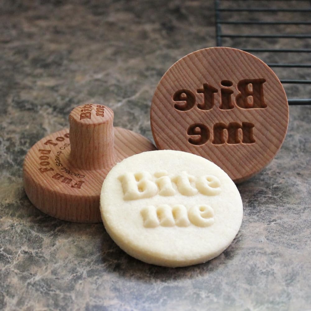 Wood Cookie Stamp, 2.5 Inch (Bite me CS-112)
