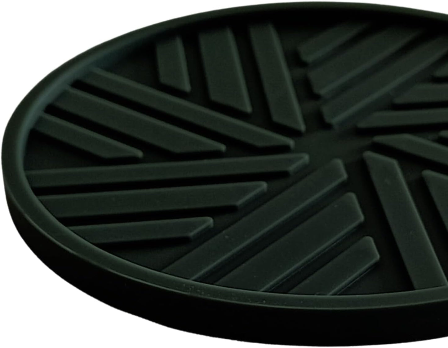 Silicone Coasters with Black Metal Holder, Set of 6, 4-Inch Diameter, Cup Mat for Drink, Stylish Home Decor, Deep Grey