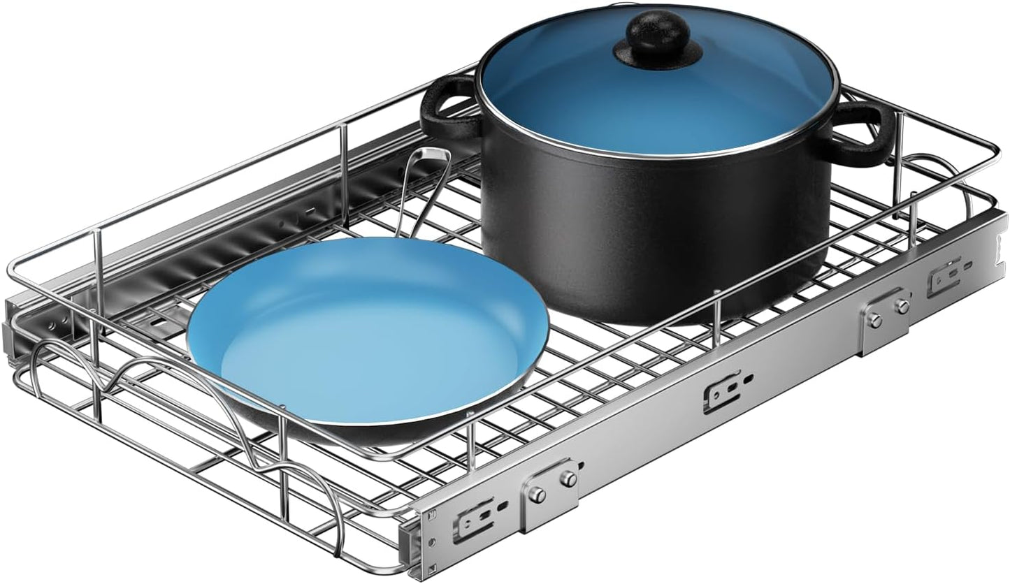 14" Wx21 D Pull Out Cabinet Organizer, Home Shelf Organization, Heavy-Duty Pull Out Shelves for Cabinets, Slide Out Drawers Organizer for Kitchen, Pantry