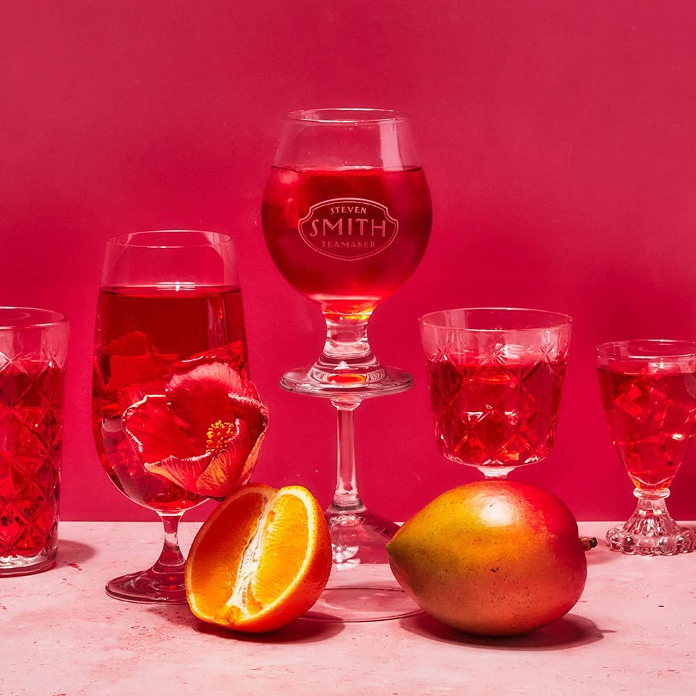 Steven Smith Teamaker Hibiscus Mango Iced Tea No. 42, Refreshing, Caffeine-Free, Sustainably Grown, Full Leaf Herbal Iced Tea, 10 Count, 1 Quart Sachets