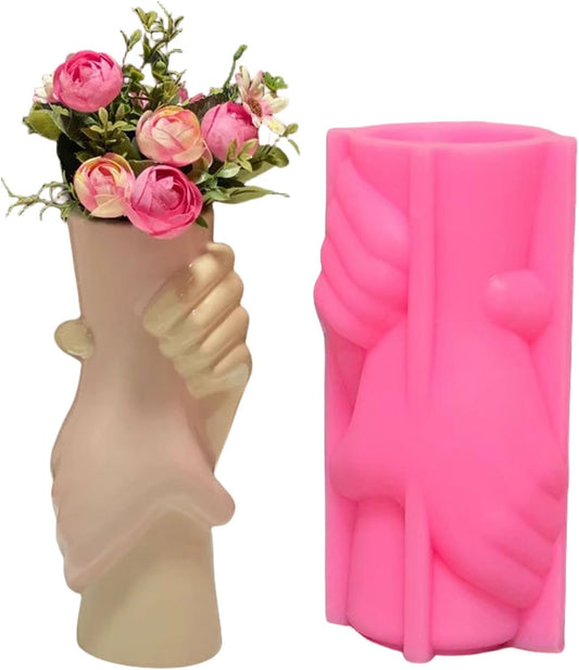 Hand in Hand Vase Cement Clay Mold Plaster Flower Pot Silicone Mold Concrete Succulent Flowerpot Pen Holder Epoxy Resin Mold