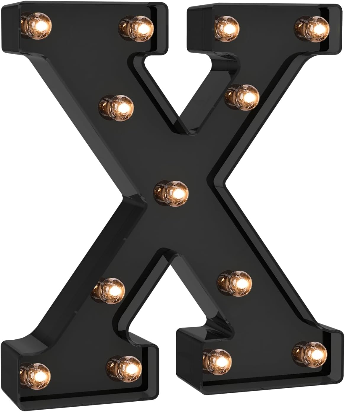 Foaky Black LED Letter Lights for Room Decor - Bedroom Wall Decor, Alphabet Lights for Home, Wedding, Party - Battery Operated （X）