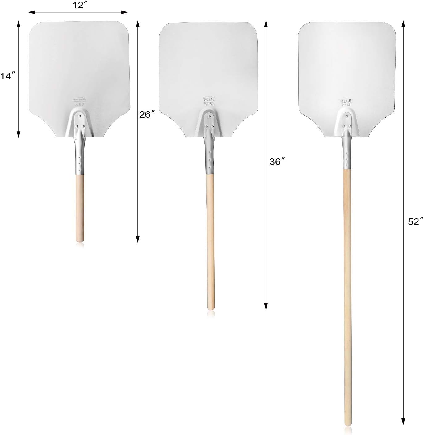 New Star Foodservice 50172 Aluminum Pizza Peel, Wooden Handle, 12 x 14 inch Blade, 52 inch overall