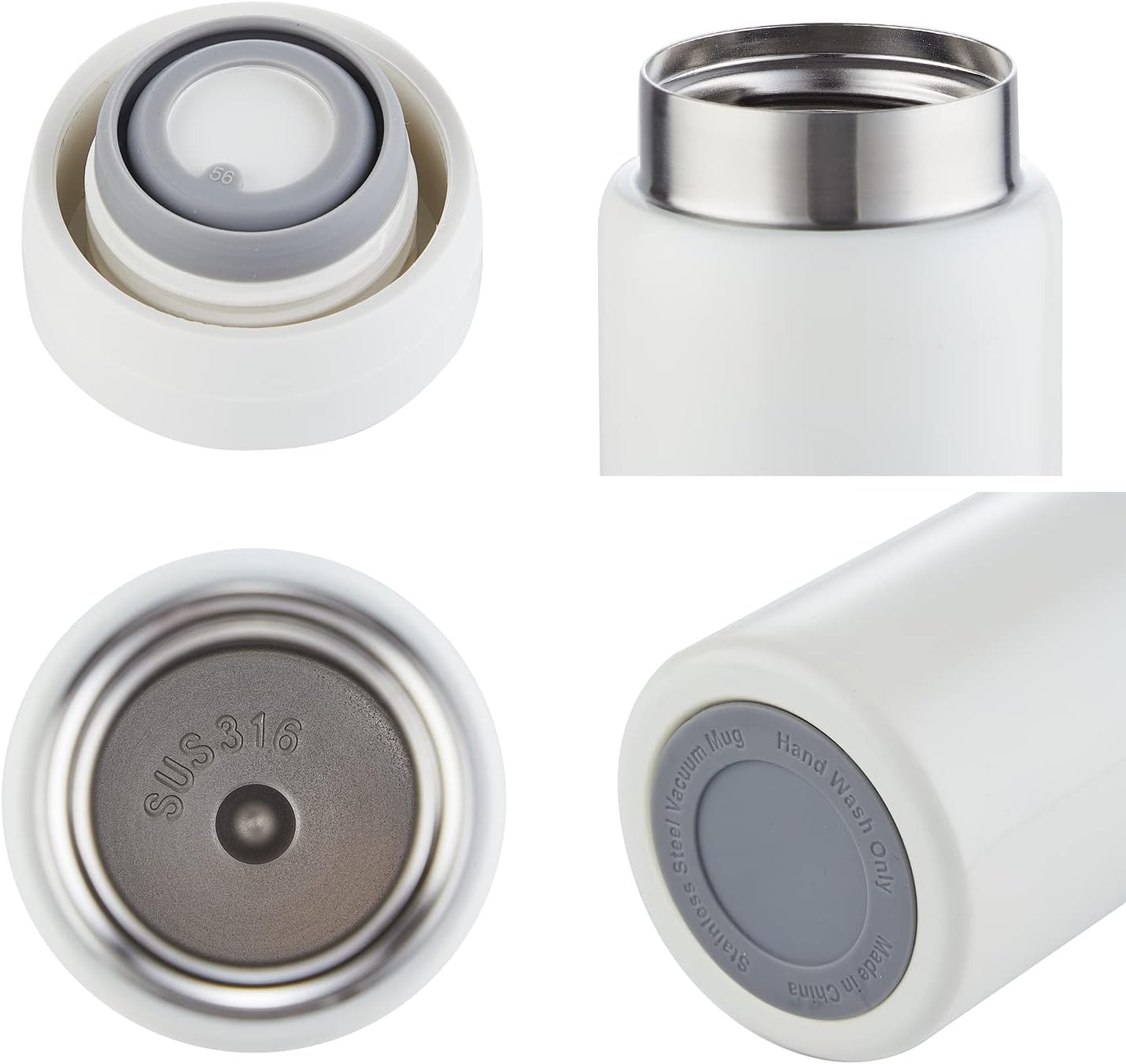 Mini Thermos Cute Water Bottle - 7 oz Tiny Insulated Vacuum 18/10 Stainless Steel Small Flask - Leak Proof & Spill Proof & Keeps Cold and Hot for Drink, Coffee, Tea - White