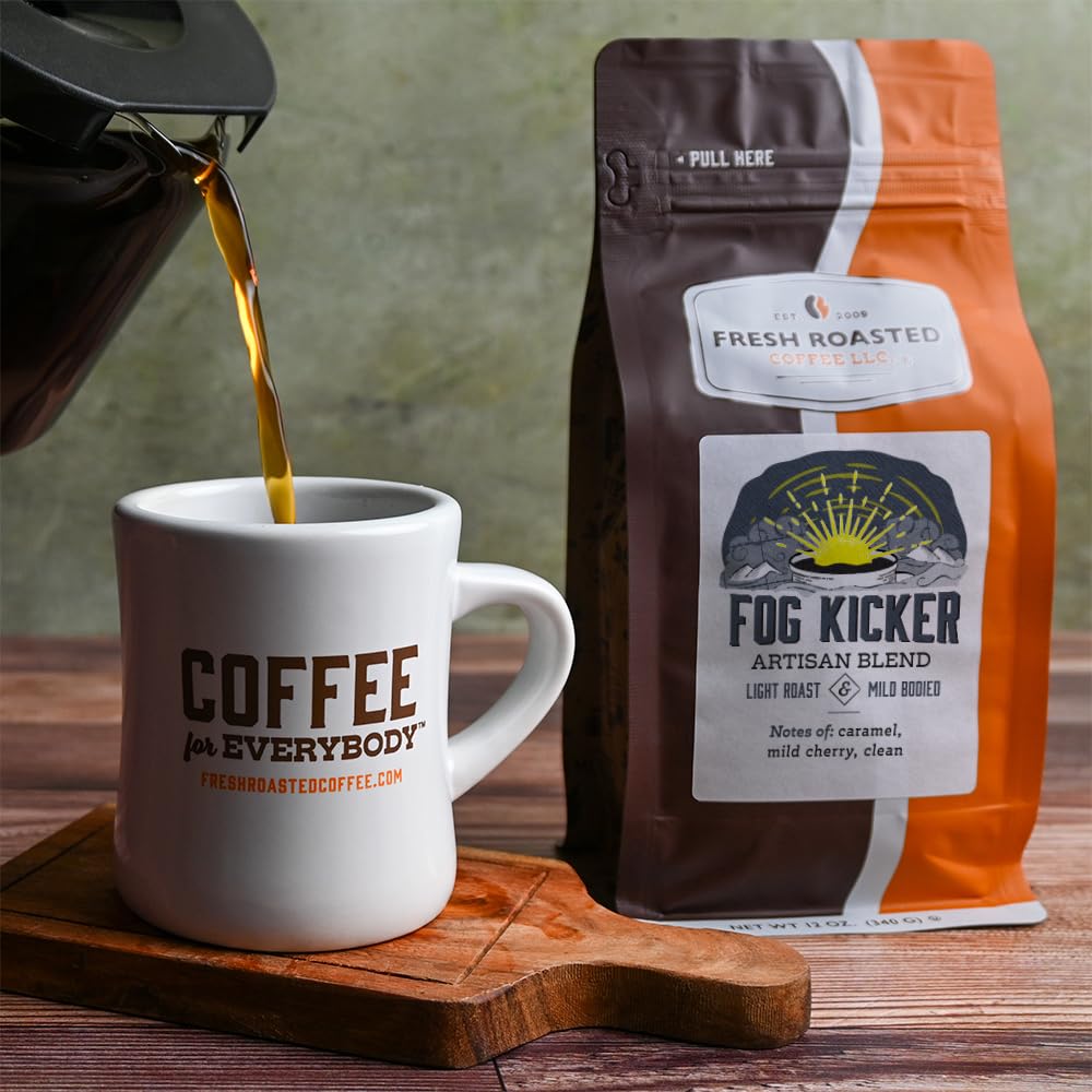Fresh Roasted Coffee, Fog Kicker, 12 oz, Light Roast, Kosher, Whole Bean