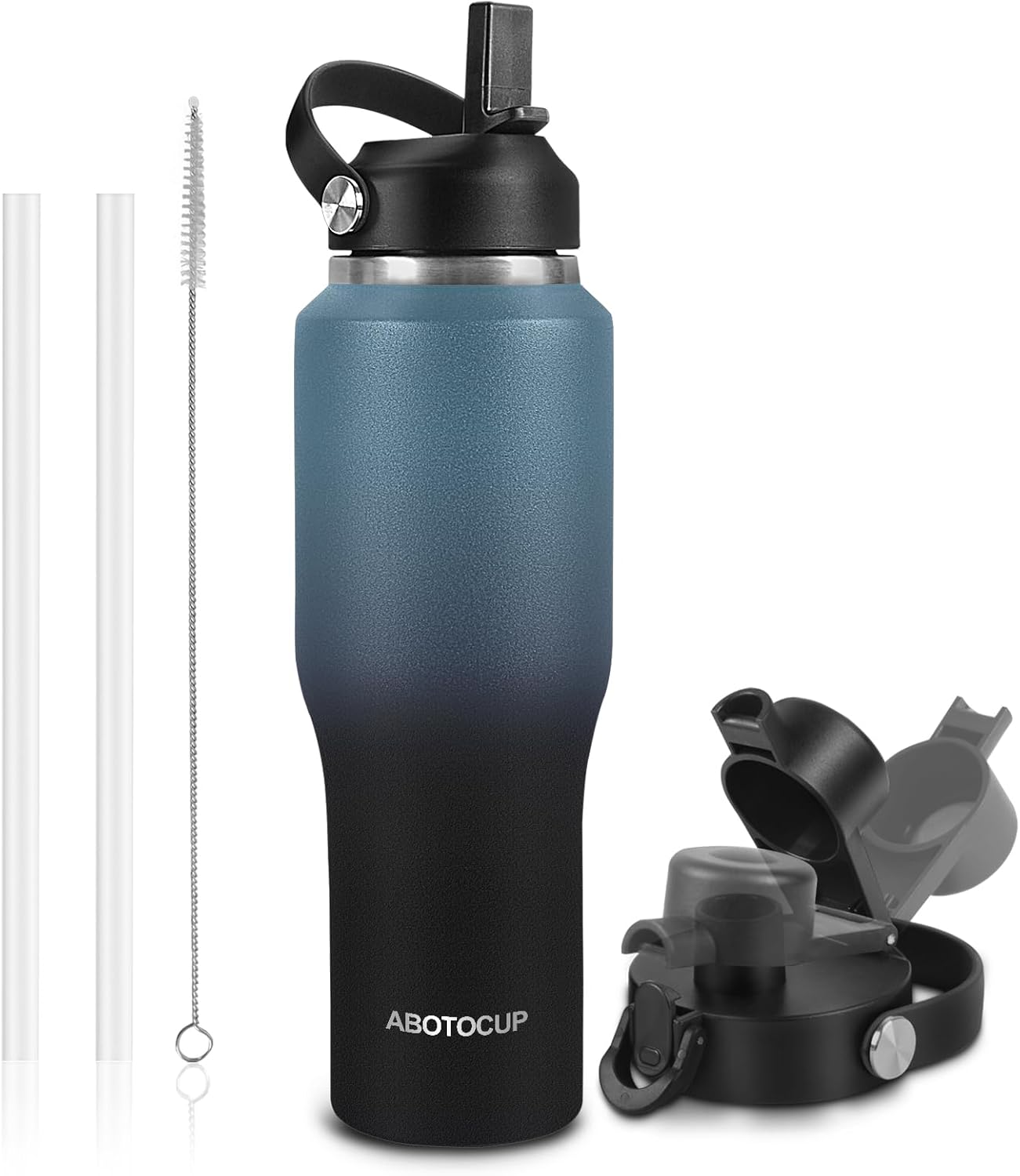 32oz Insulated Water Bottle Keep Cold 24h&Hot 12h, Double Wall Vacuum Insulated Water Bottles with Straw/Spout Lid, Stainless Steel Water Bottles that Fit in Any Car Cup Holder, Leak-proof