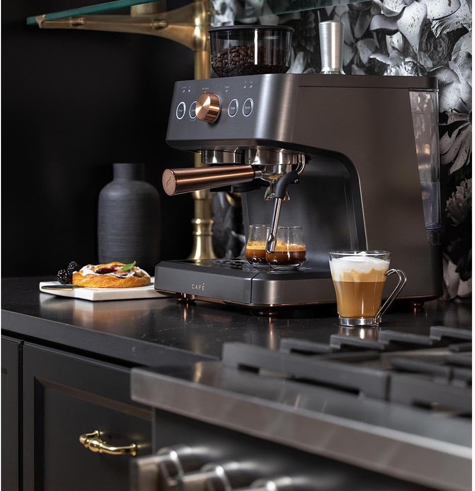 Café Bellissimo Semi Automatic Espresso Machine + Milk Frother | WiFi Connected| Built-In Bean Grinder, 15-Bar Pump & 95-Ounce Water Reservoir | Matte Black, C7CESAS3RD3