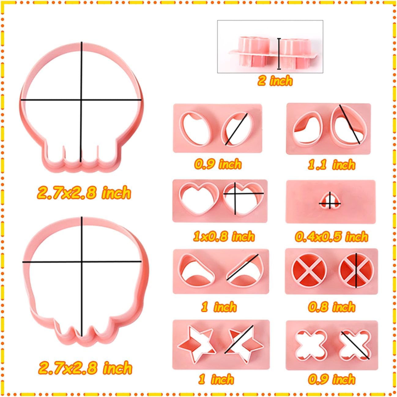 Mini Skull Cookie Cutter Set, Interchangeable DIY Halloween & Día de los Muertos Biscuit Stamps, 3D Raised Design Molds for Cookie Decorating, Cupcakes, Day of the Dead Pastries & Party Treats