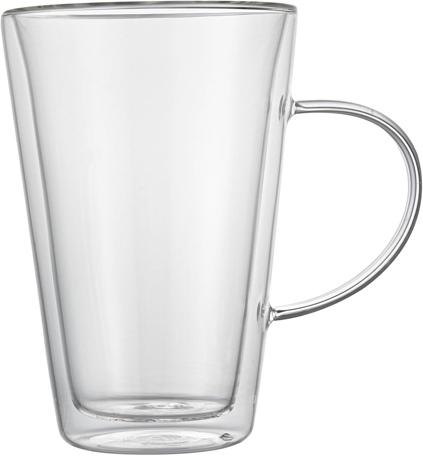 Restaurantware-Forma Professional 13.5 oz Double Wall Glass Mugs, 12 Insulated Coffee Mugs With Handle - Dishwashable, Reusable, Clear Glass Beverage Cups, Freezable, For Hot Or Cold Beverages