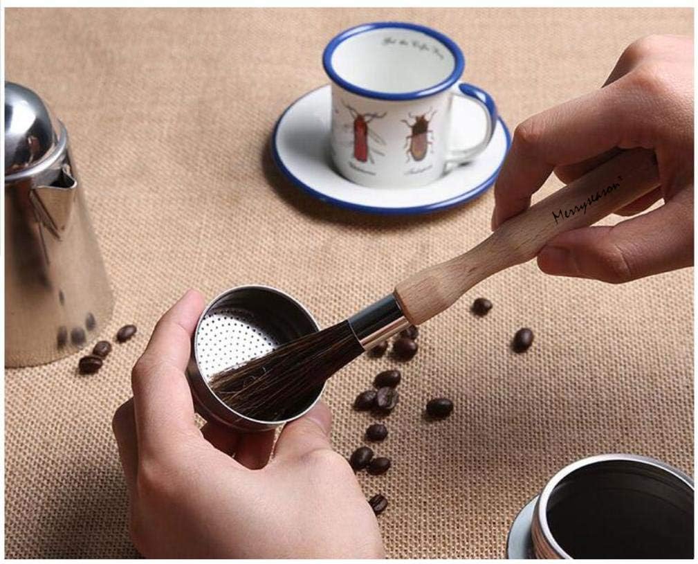 Coffee Grinder Cleaning Brush - Espresso Maker/Machine Cleaner Tool for Home Kitchen Barista - Beechwood Wood Handle, Natural Boar Bristles, Leather Hanging Loop, 8"