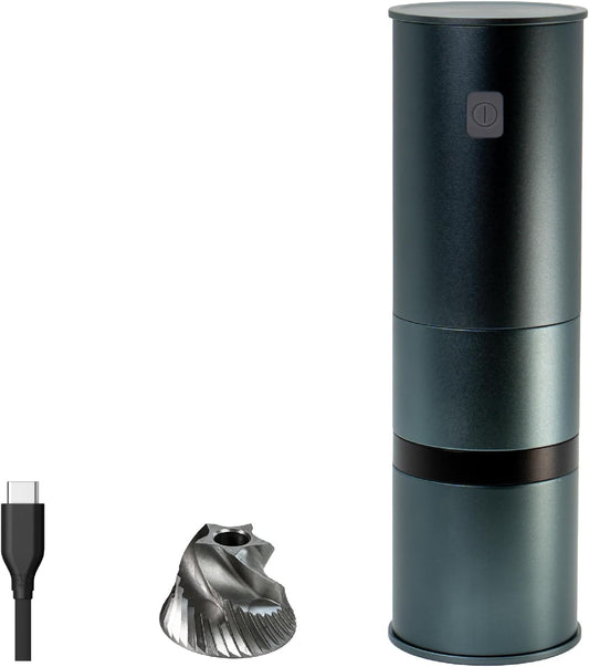 PT1 Portable Electric Burr Coffee Grinder V2, USB-C Rechargeable Stainless Conical Burr Grinder, Aluminum Body with Cleaning Brush Included