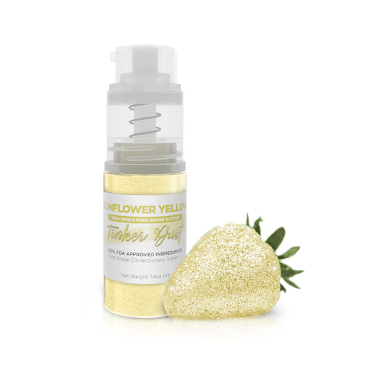 Bakell - Sunflower Yellow Tinker Dust (4g, 1x Mini Spray Pump) Edible Glitter for Food, Desserts, and Beverages!