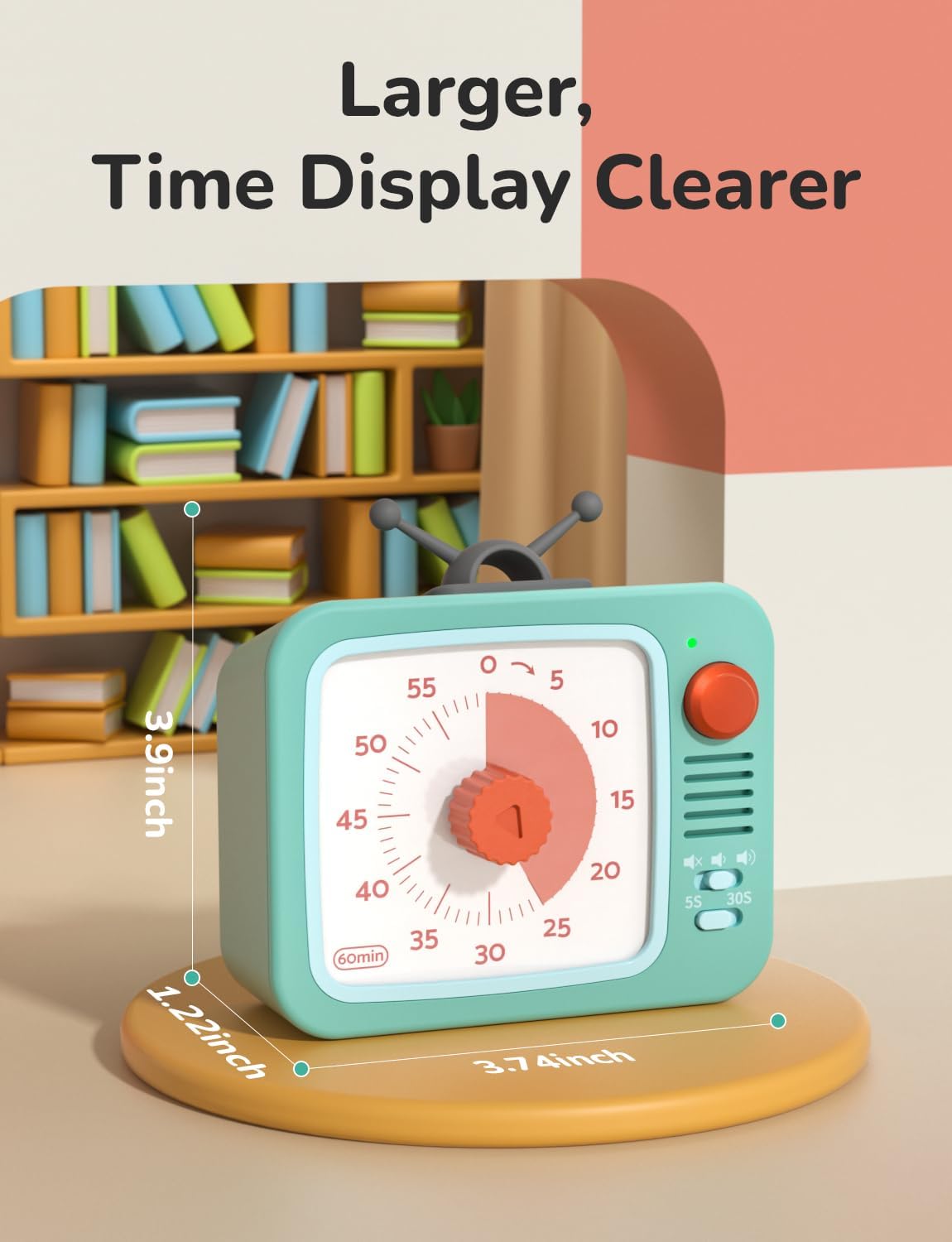 LIORQUE Visual Timer for Kids, 60-Minute Countdown Timers for Classroom Office Kitchen with Silent Operation, Kids Timer for Teaching with Cute Design