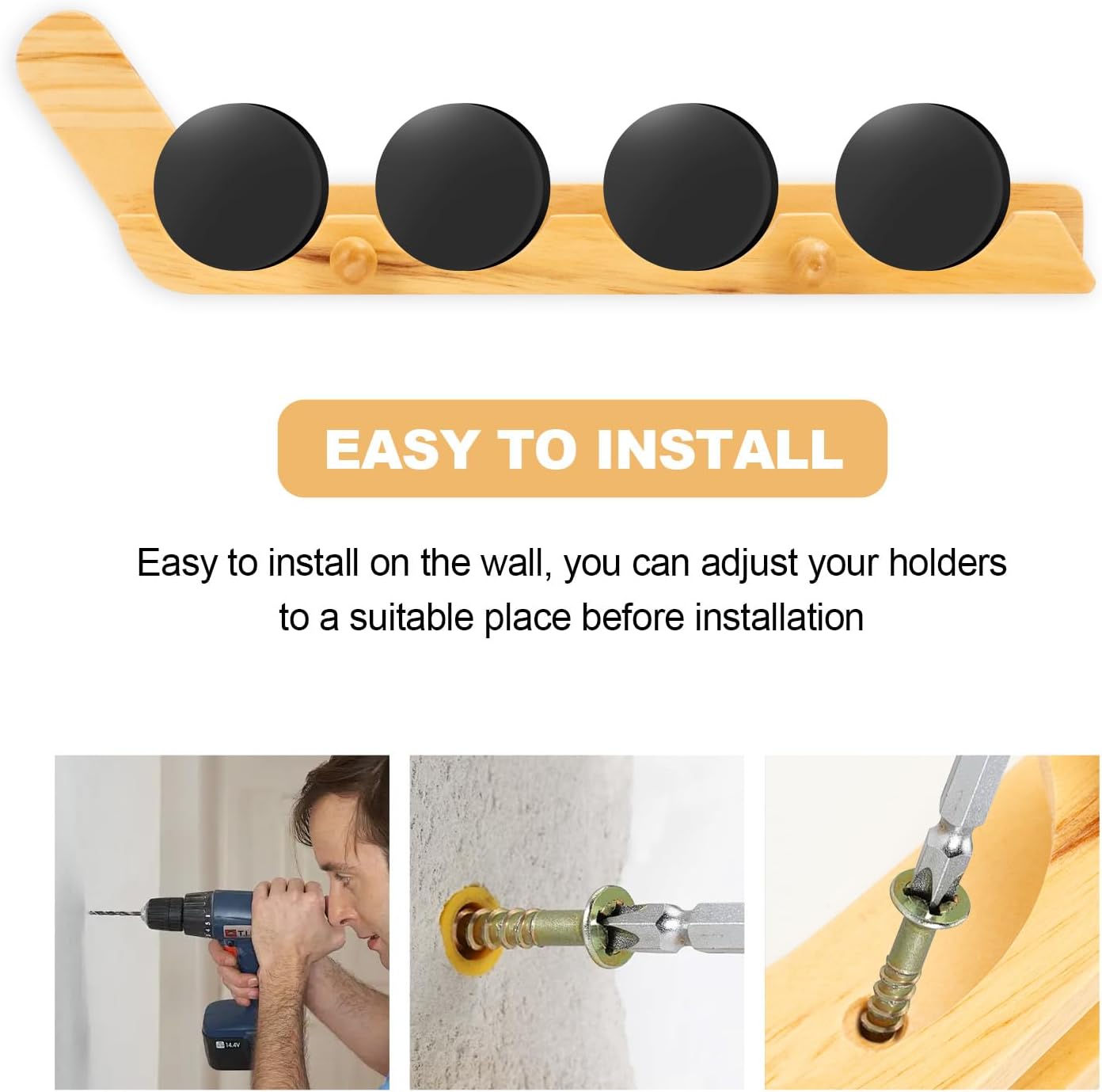 2 Pack Hockey Puck Display Cases for Father's Day Gifts, Wooden Wall Mount Holder with Hook - Hockey Puck Holder Living Room Stick Decor Accessory for Player Team Gift - burlywood