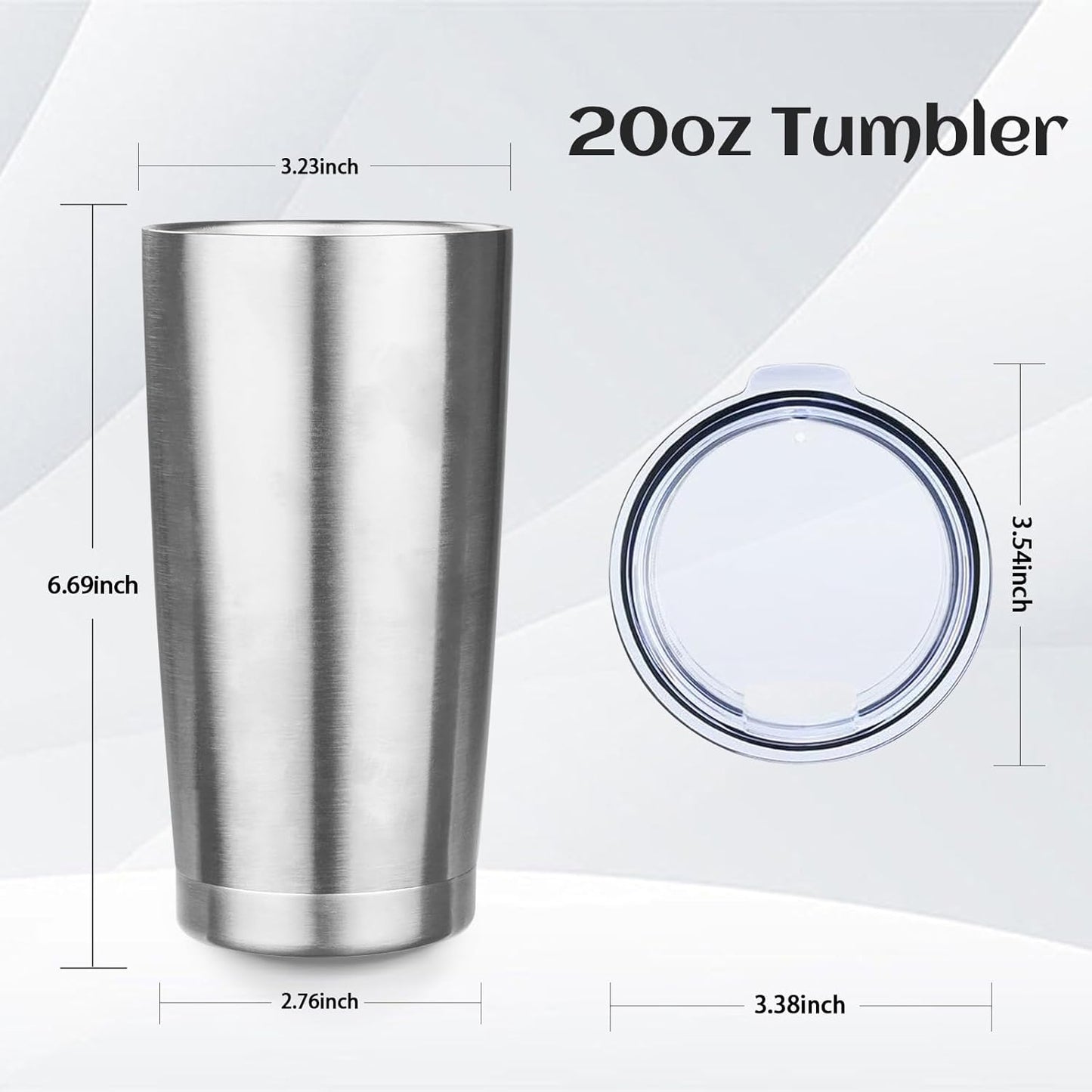 StarSpeed 20oz Tumbler Bulk with Lid, Stainless Steel Insulated Tumblers Double Wall Vacuum Insulated Travel Mug, Powder Coated Coffee Cups for Hot and Cold Drinks(Silver,6)