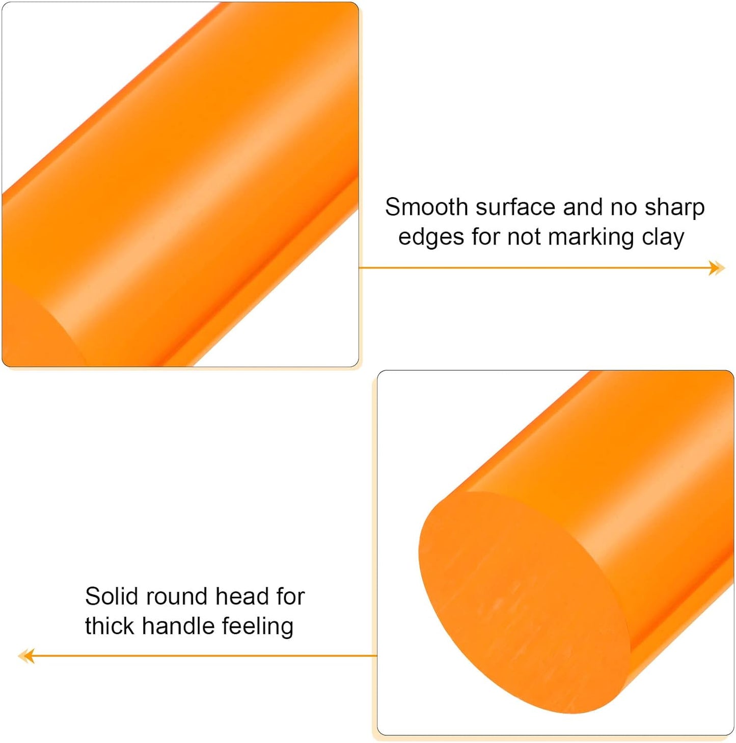 HARFINGTON Acrylic Clay Roller 6 Inch x 1 Inch Solid Non-Stick Plastic Round Tube Roller Polymer Clay Rod Fondant Rolling Pin for Shaping, Sculpting, Modeling DIY Crafts, Orange