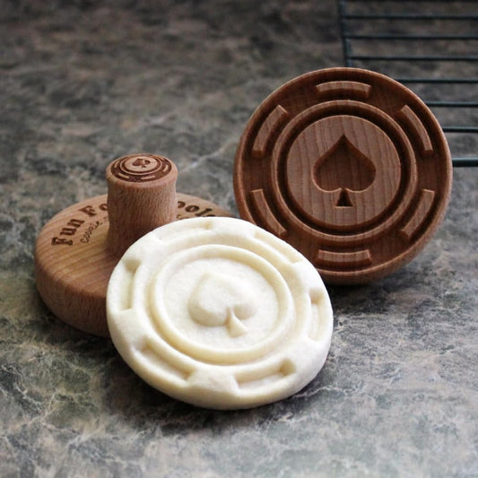 Wood Cookie Stamp, 2.5 Inch (Spade Poker Chip CS-109)