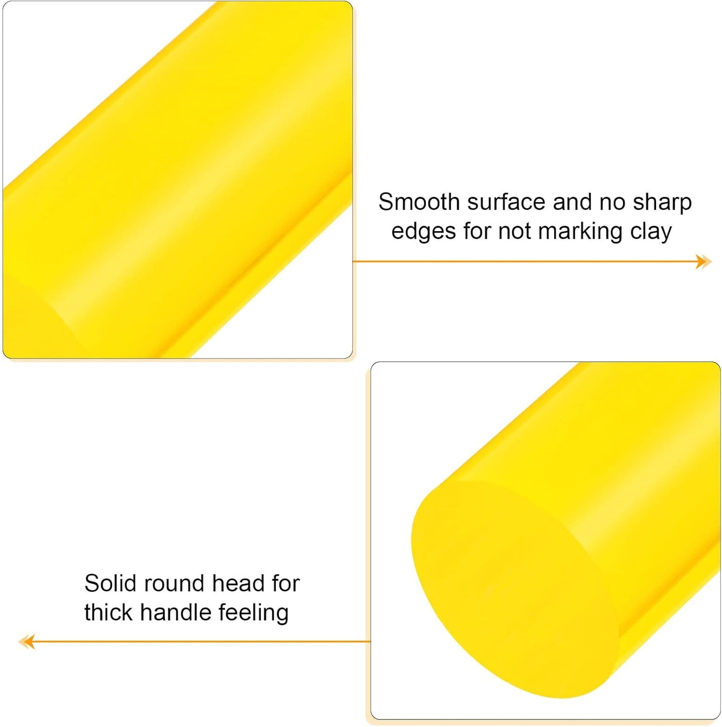 HARFINGTON Acrylic Clay Roller 9 Inch x 1 Inch Solid Non-Stick Plastic Round Tube Roller Polymer Clay Rod Fondant Rolling Pin for Shaping, Sculpting, Modeling DIY Crafts, Yellow