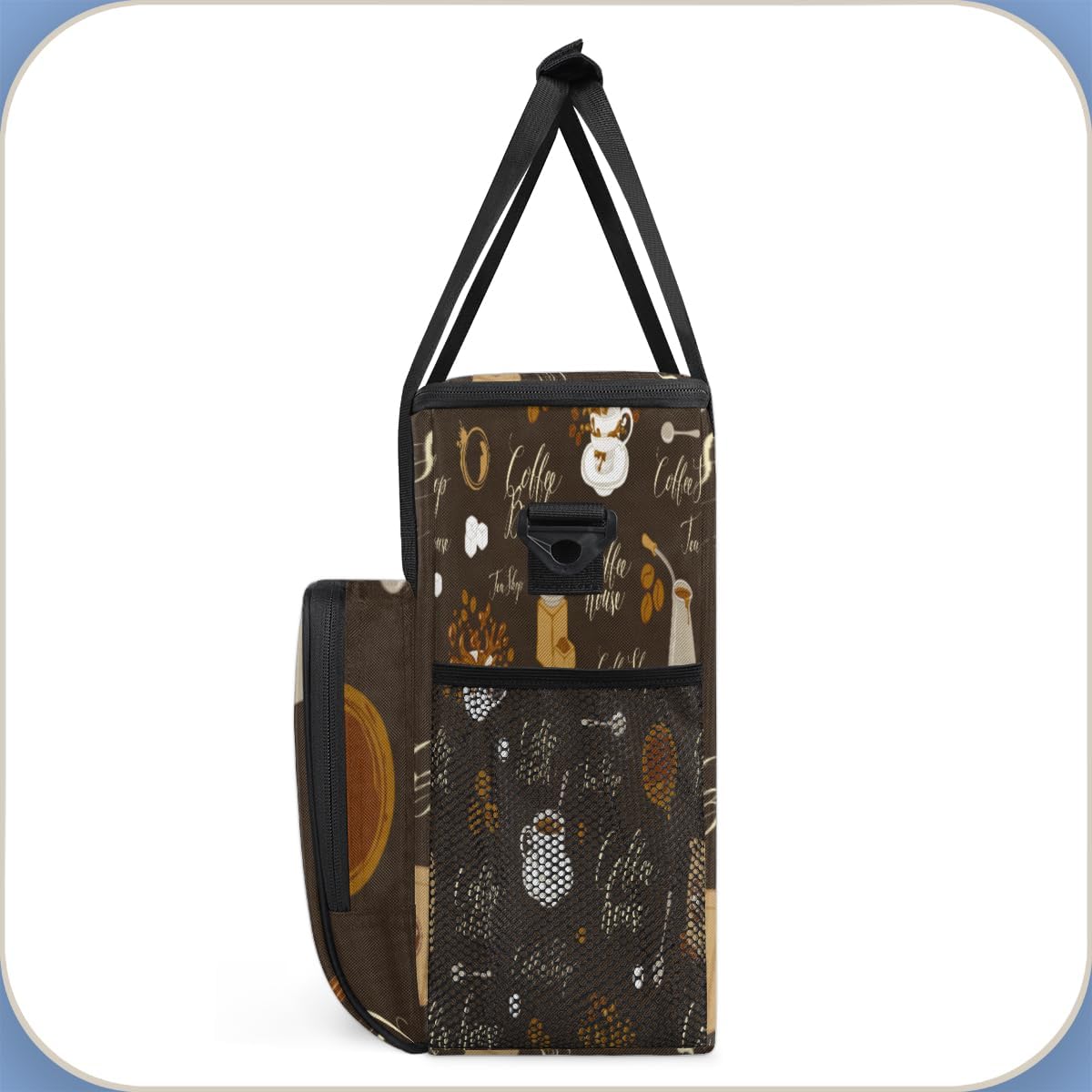 Retro Coffee Coffee Maker Carring Bag Tea and Coffe Travel Carrying Storage Tote Bag Compatible with Keurig K-Mini or K-Mini Plus Portable Single Serve Coffee Brewer Case with Pockets for K-cup Pods