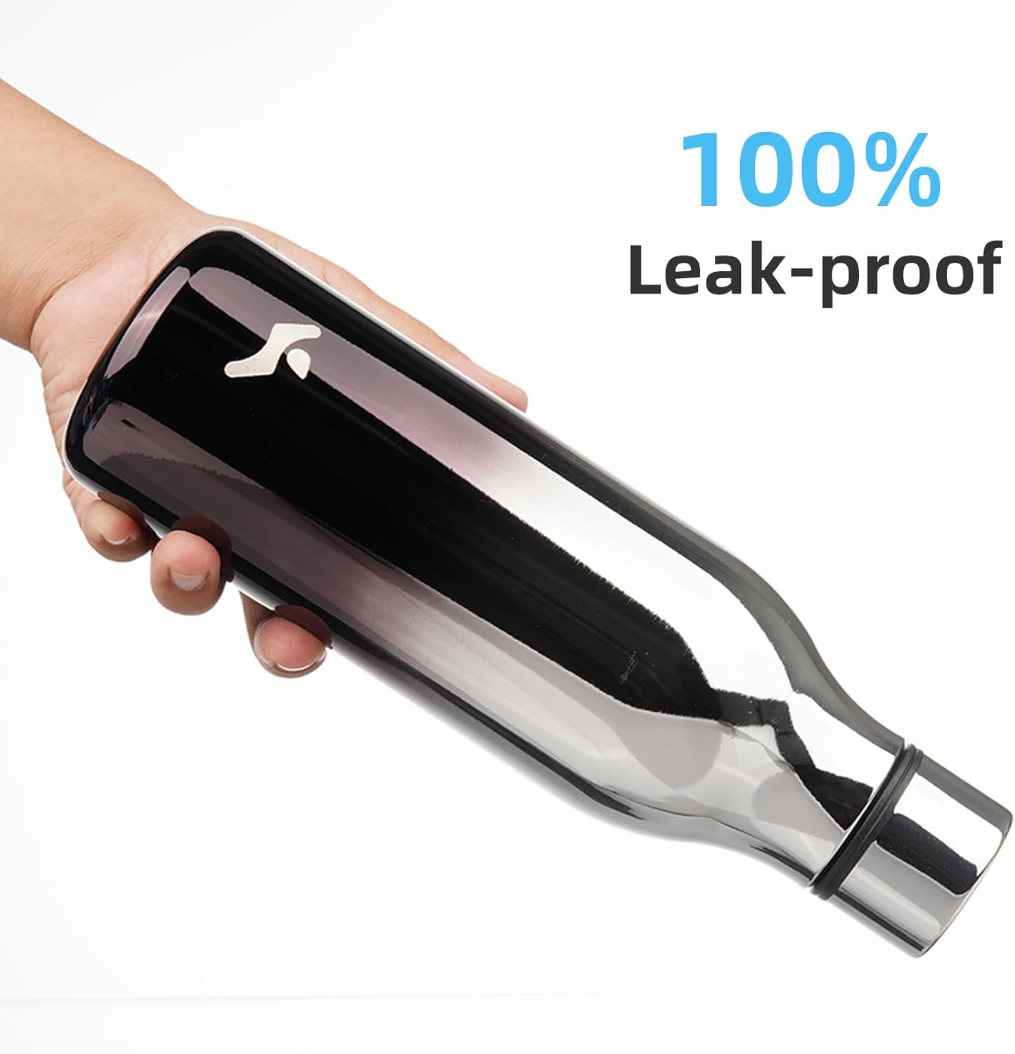 Insulated Water Bottle with Strap,18 oz Double Wall Stainless Steel Vacuum Bottles Metal Water Flask,Silver Miner