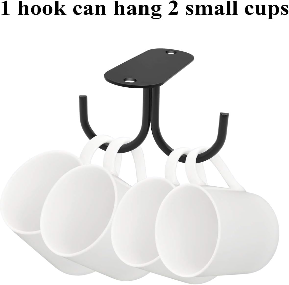 Mocoum Under Cabinet Mug Hooks, Rustic Mug Organizer Rack Coffee Cup Holder Mug Rack Under Shelf Hanging Hooks Rack for Mugs, Coffee Cups and Kitchen Utensils Display (Black, 6)