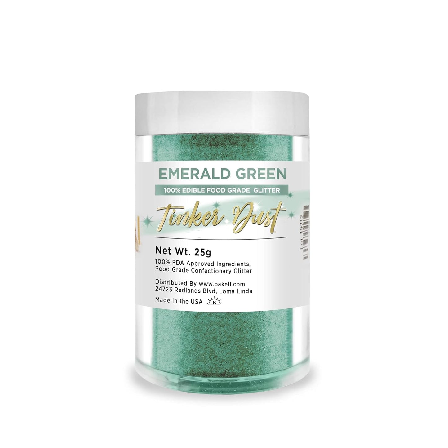 Bakell Bulk Size | Emerald Deep Tinker Dust Edible Glitter Jar | Food Grade Gourmet Garnish Green 25g
