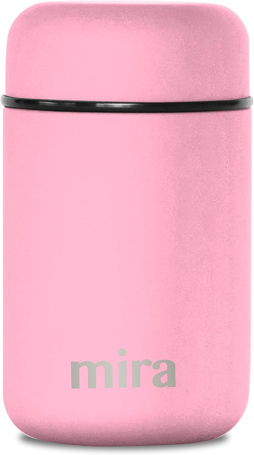 MIRA Insulated Food Jar Thermo for Hot Food & Soup, Compact Stainless Steel Vacuum Lunch Container for Meals To Go - 13.5 oz, Pink