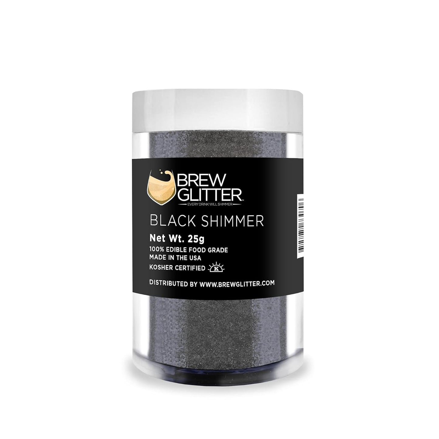 Black Shimmer BREW GLITTER Edible Glitter For Drinks, Cocktails, Beer, Garnish Glitter & Beverages | KOSHER & HALAL Certified | 100% Edible & Food Grade | Vegan, Gluten, Nut Free (25g, Black Shimmer)