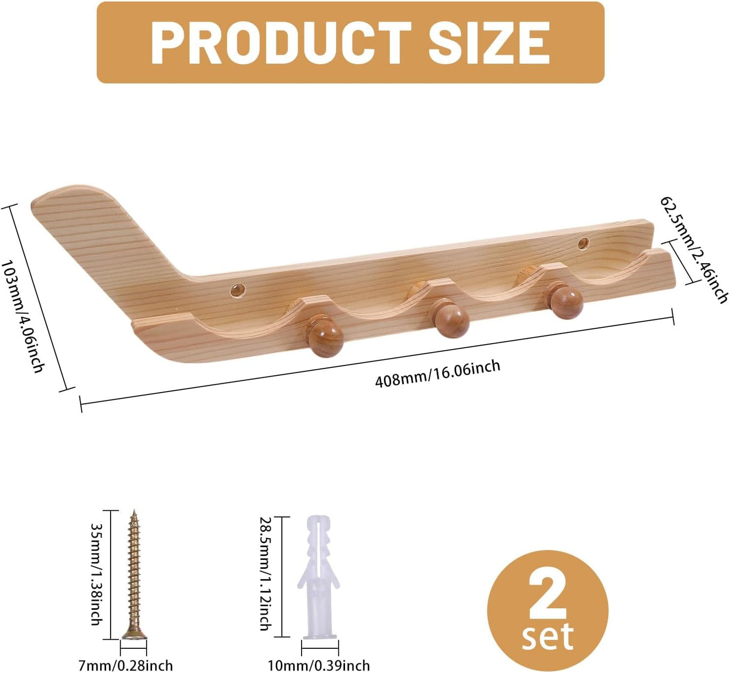 GLOBLELAND 2 Pack Wooden Hockey Puck Display Cases Wooden Wall Mount Holder with Screws Hook Hockey Display Holder for Players Team Gifts Living Room Storage Decoration Accessories
