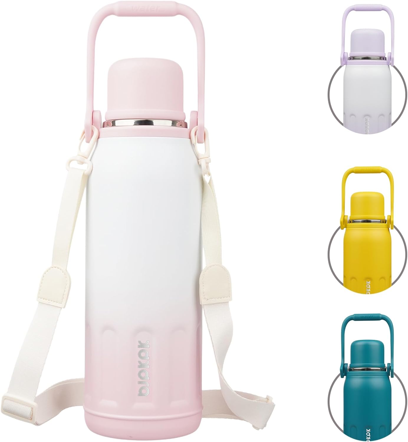 BJPKPK Insulated 50oz Thermos Water Bottle with Lid and Carry Handle Dishwasher Safe Stainless Steel Water Bottles for Outdoor,Pink Pearl