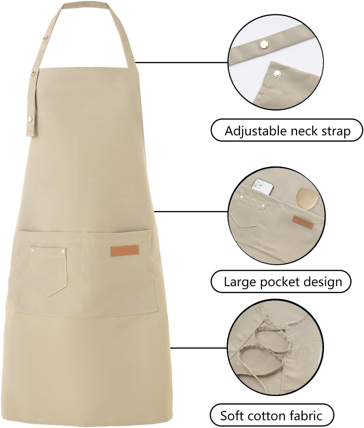 Tosewever Art Aprons for Women Painting Pottery Baking, Mens Buckle Straps Kitchen Apron with Pockets for Chef Cooking