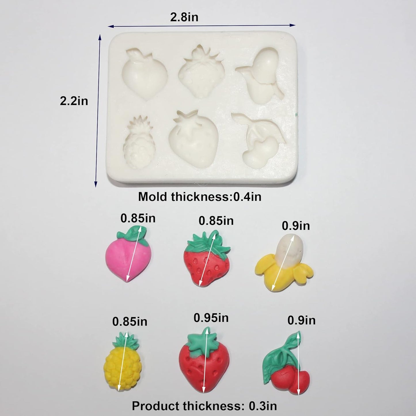Lovely Small Items Silicone Fondant Molds Set For Cake Topper, Gumpaste, Candy & Chocolate, Polymer Clay and More (Vegetables & Fruits)