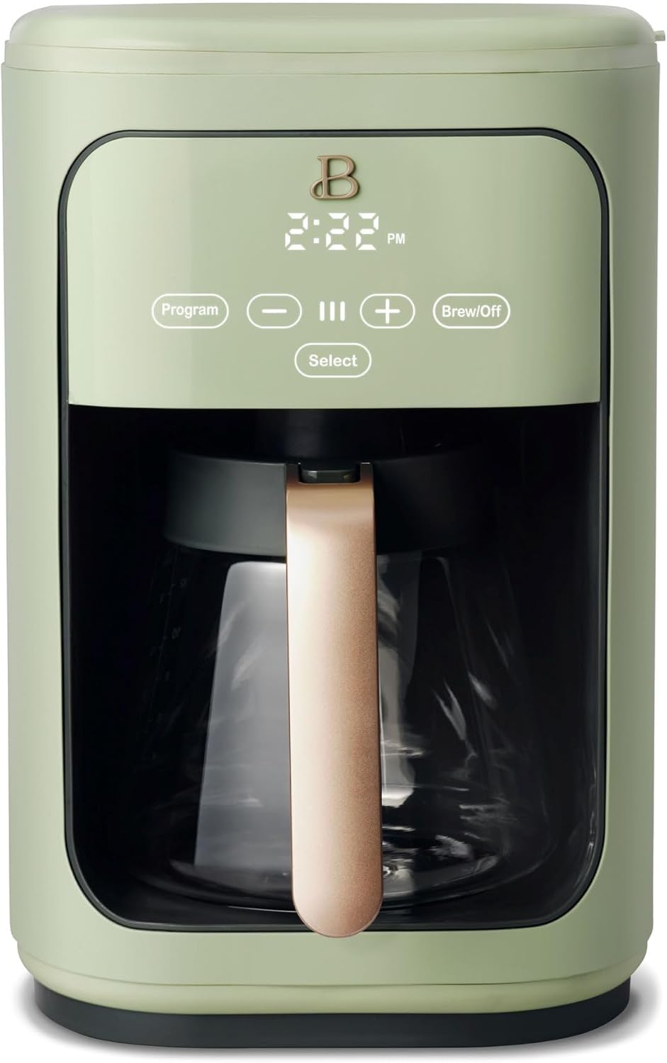 Beautiful Coffee Maker, 14-Cup, Touch Display, Programmable, 1200W, Stainless Steel, Keep Warm, 24h Timer dishwasher-safe (Sage Green)