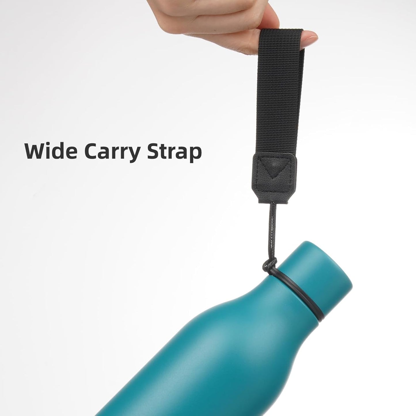 Insulated Water Bottle with Strap,18 oz Double Wall Stainless Steel Vacuum Bottles Metal Water Flask,Lake Blue