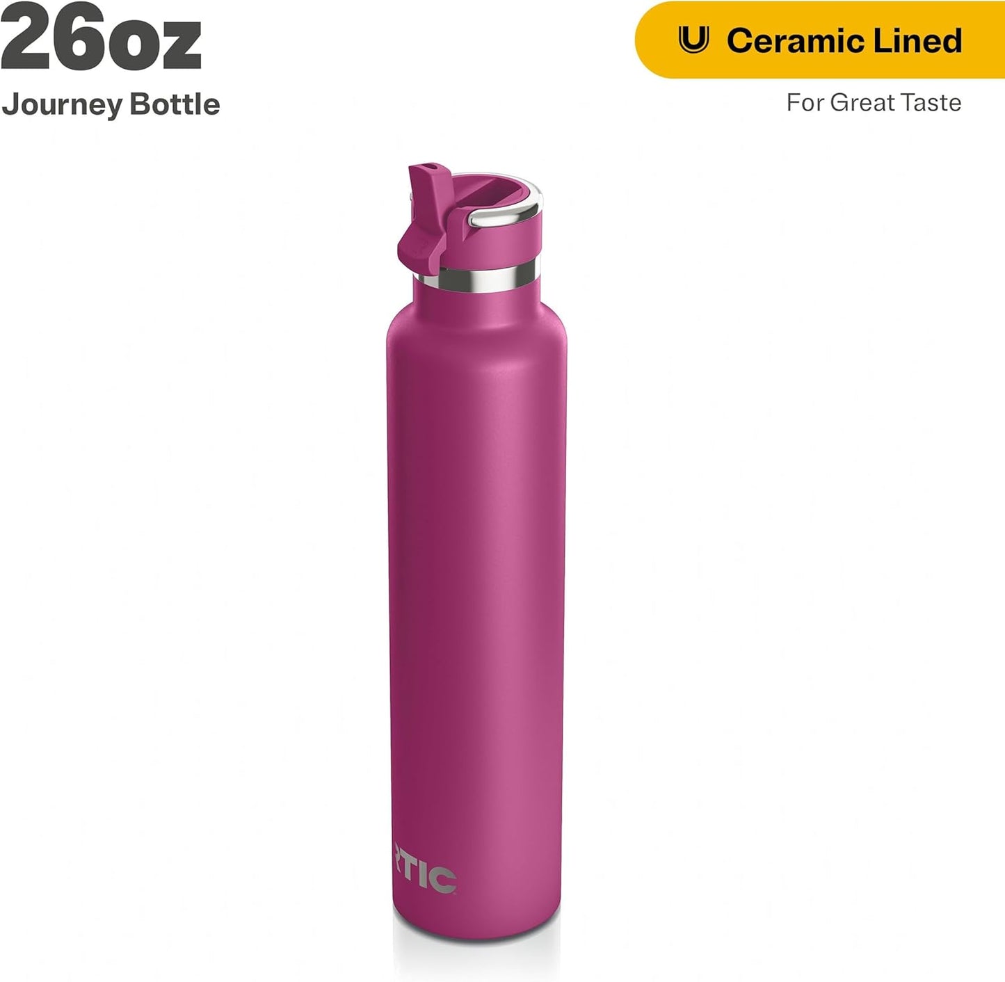 RTIC 26oz Journey Bottle Metal Stainless Steel Vacuum Insulated, BPA Free, Reusable, for Water, Hot and Cold Drinks, Travel, Sports, Camping, Very Berry