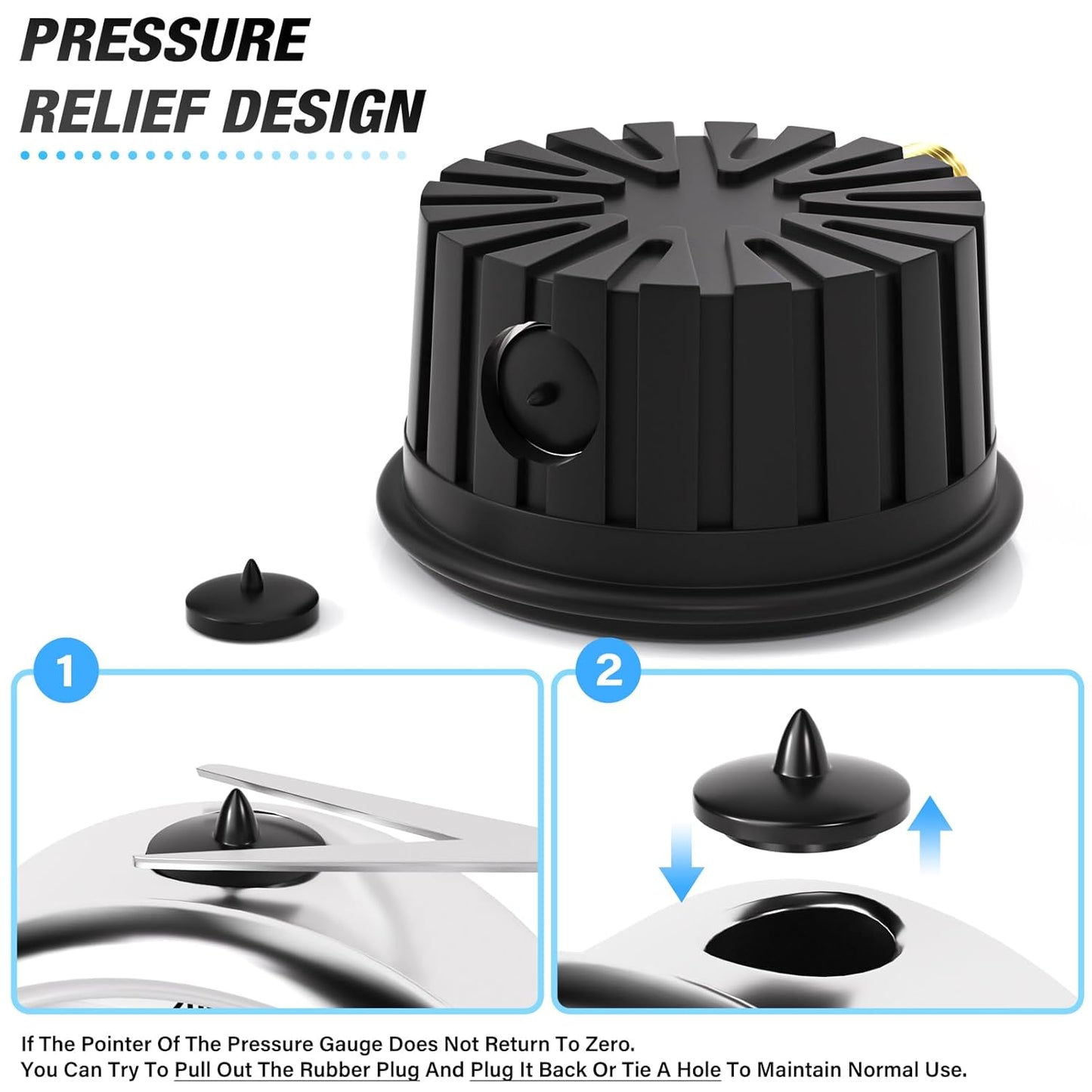MEANLIN MEASURE 0~30Psi Stainless Steel 1/4" NPT 2.5" FACE DIAL Liquid Filled Pressure Gauge, Lower Mount (with Rubber Protective Sleeve), with 1/2" NPT and 3/8" NPT Hex Bushing