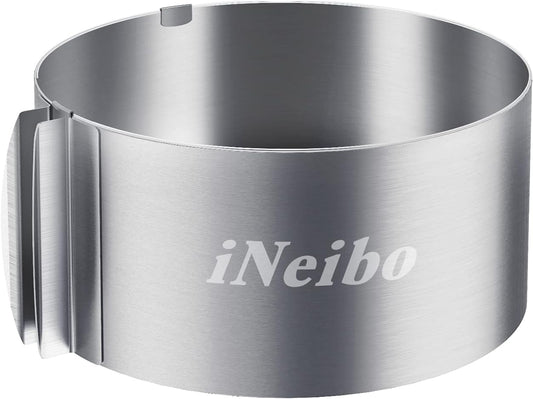 iNeibo Cake Ring, 6 to 12 Inch Adjustable Cake Mousse Mould Set, Stainless Steel Pastry Ring, Mousse Ring, Ring Mold for Baking (1 Cake Ring)
