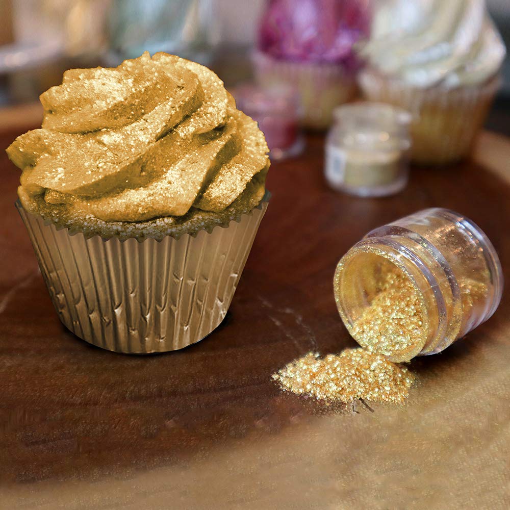 Bright Gold BAKELL Edible Glitter, 45 Grams | TINKER DUST Edible Glitter | KOSHER Certified | 100% Edible Glitter | Cakes, Cupcakes, Cake Pops, Drinks, Dessert Vegan Glitter & Dusts (45g Shaker, Bright Gold)