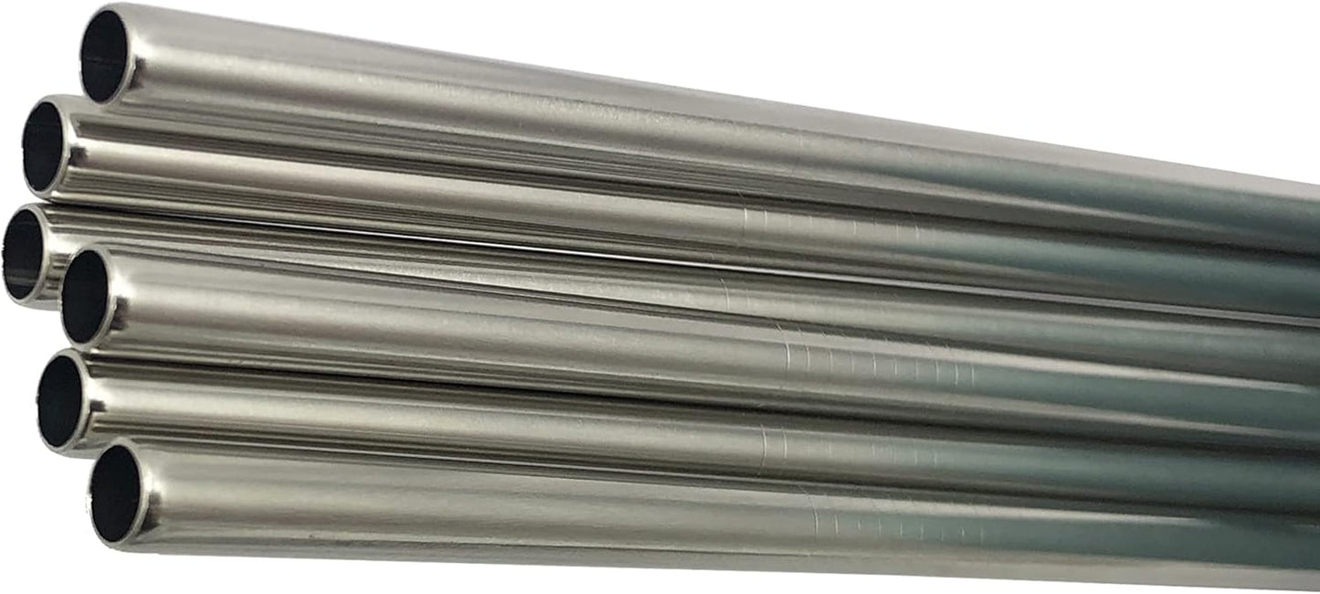 10 Pcs Stainless Steel Straws, Reusable Drinking Straws, Straight Metal Straw Sets with 2 Pcs Cleaning Brushes (8.5 Inch, Silver)