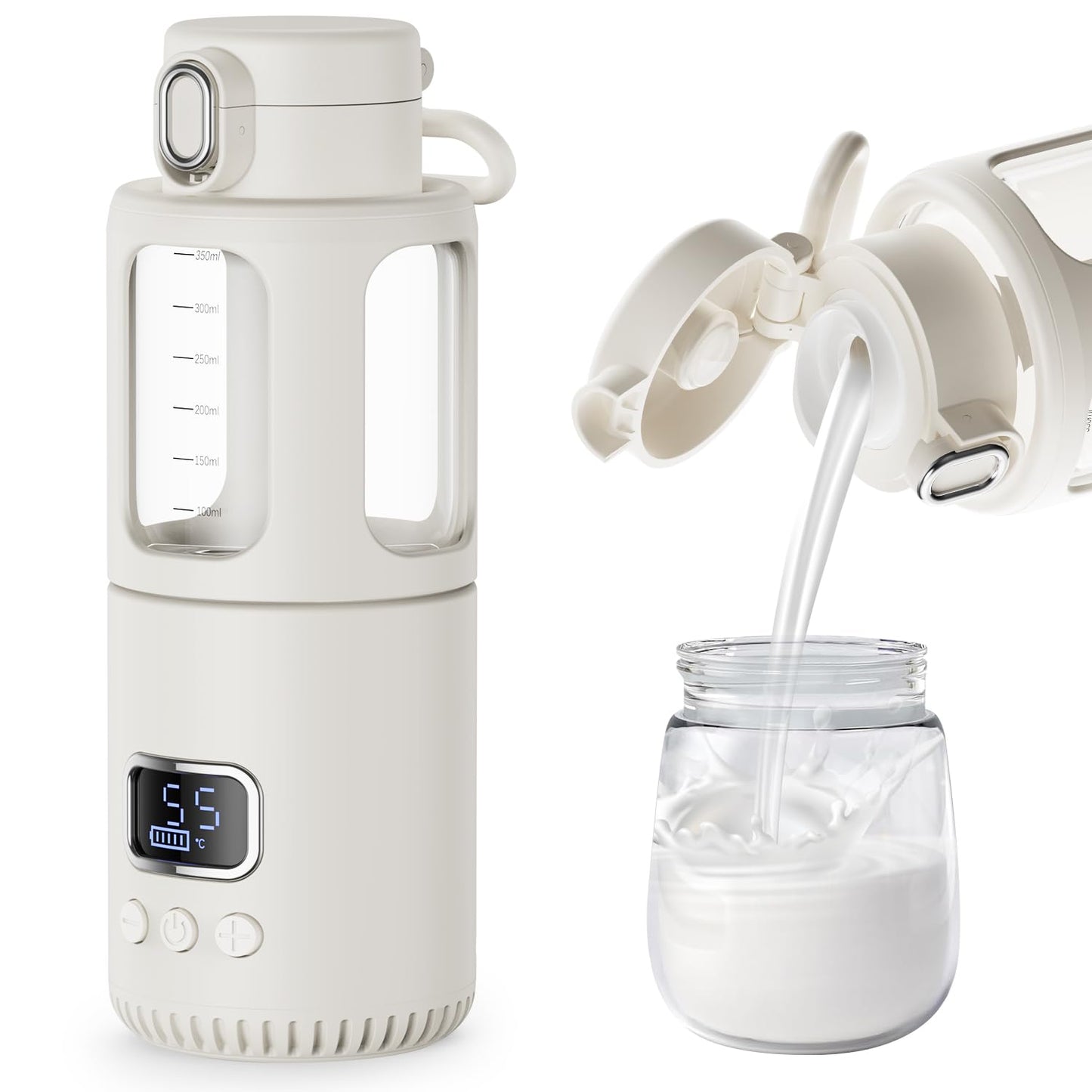 Dollox Portable Bottle Warmer for Travel 12oz Large Capacity Baby Portable Water Warmer for Formula, Breastmilk, Milk, 10000mAh, Wireless, Fast Heating Suitable for Baby Outdoor Travel, Car, Airplane