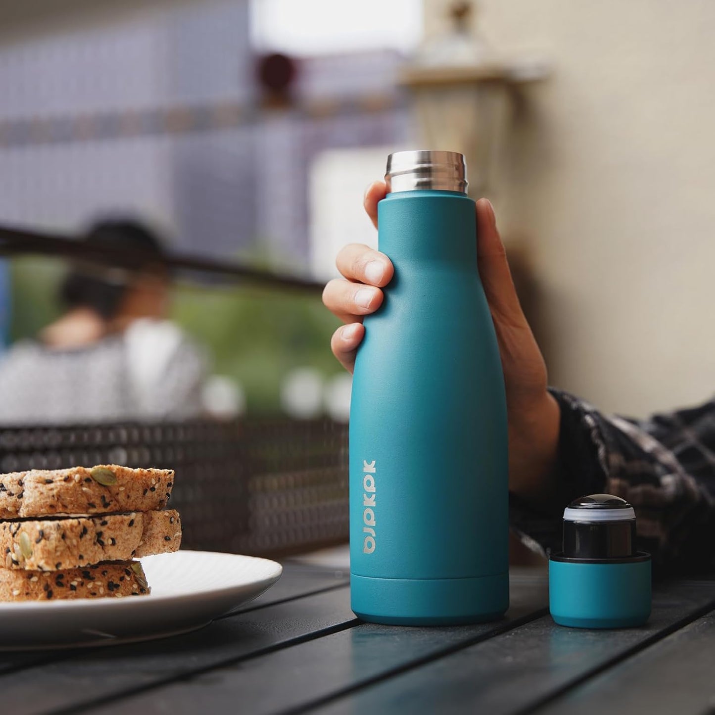 BJPKPK 17oz Insulated Water Bottles Stainless Steel Sports Water Bottles Keep Cold and Hot for Travel Dishwasher Safe,Lake Blue