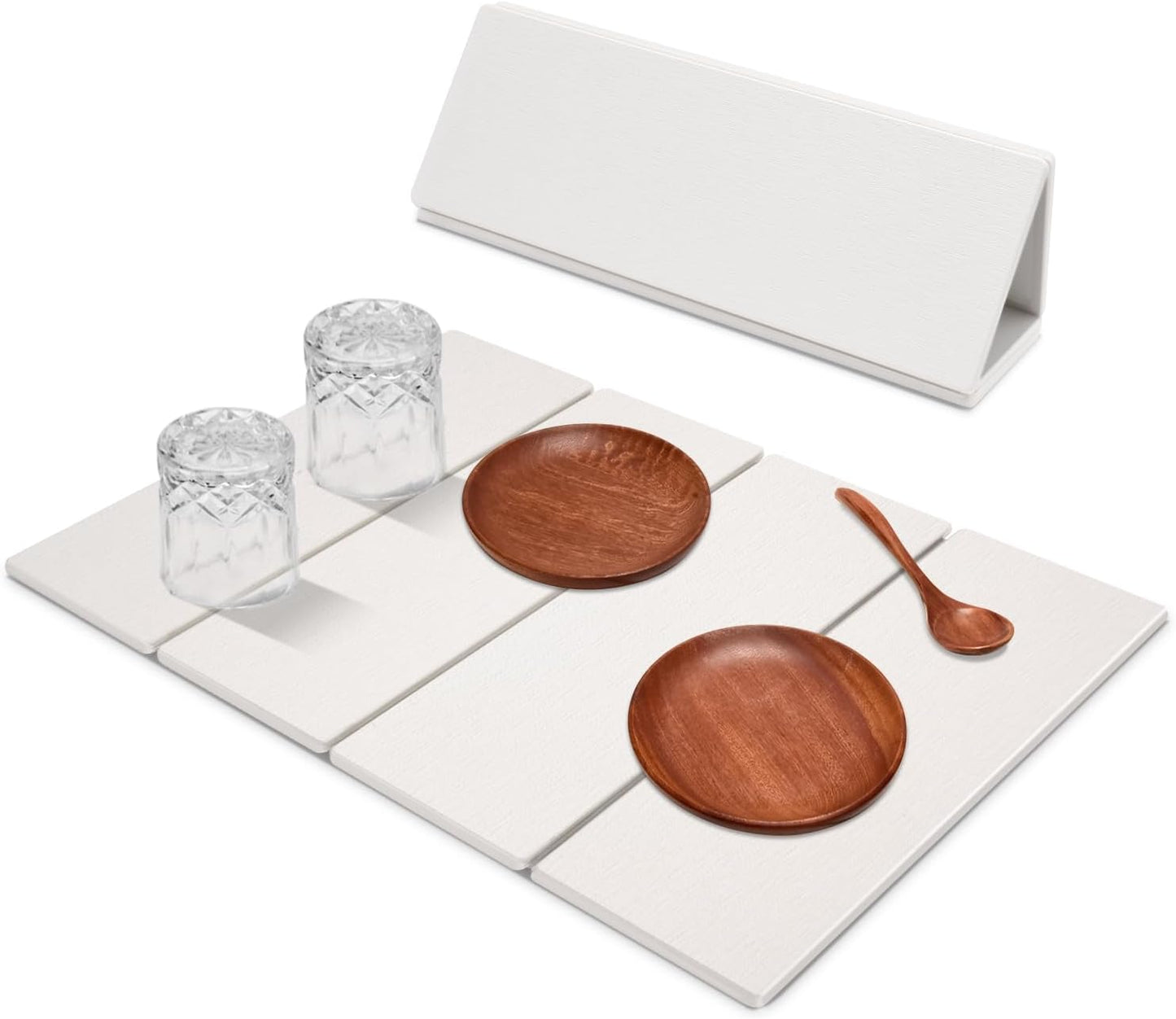 Large Dish Drying Mat for Kitchen Counter,24"×16"Fast Dry Pad Absorbent Countertop Mat, Heat-resistant Mat,Diatomaceous Earth Mats,White