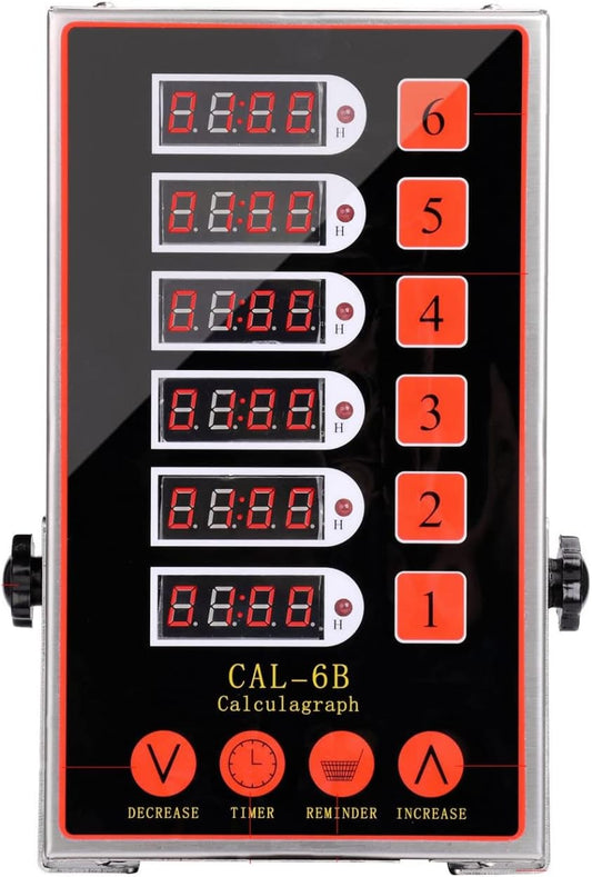 6 Channel Digital Commercial Kitchen Timer Cooking Reminder Loud Ring Alarm