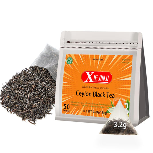Black Tea Bags - Premium Ceylon Tea - Eco-Conscious Black Tea Bags - English Breakfast Tea - Resealable Bag - can Repeated Brewing - 3.2g x 50 Count