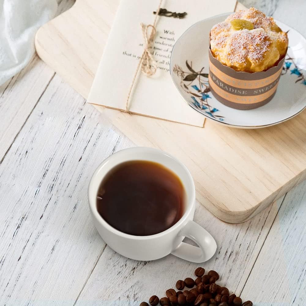 homEdge Mini Procelain Espresso Cup, 3 Ounces / 90 ml Tiny Coffee Mugs Demitasse for Espresso, Tea- Set of 6, Light Gray