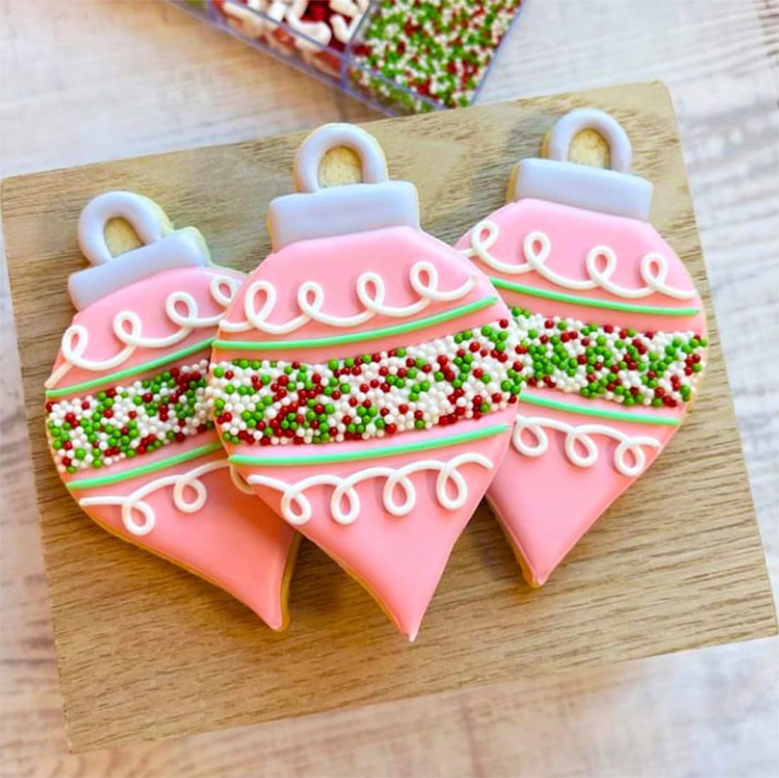 Christmas Ornament Cookie Cutters 8Pcs, Large Cookie Cutters Sturdy Stainless Steel Fondant Dough Cutters for Baking Christmas Decoration