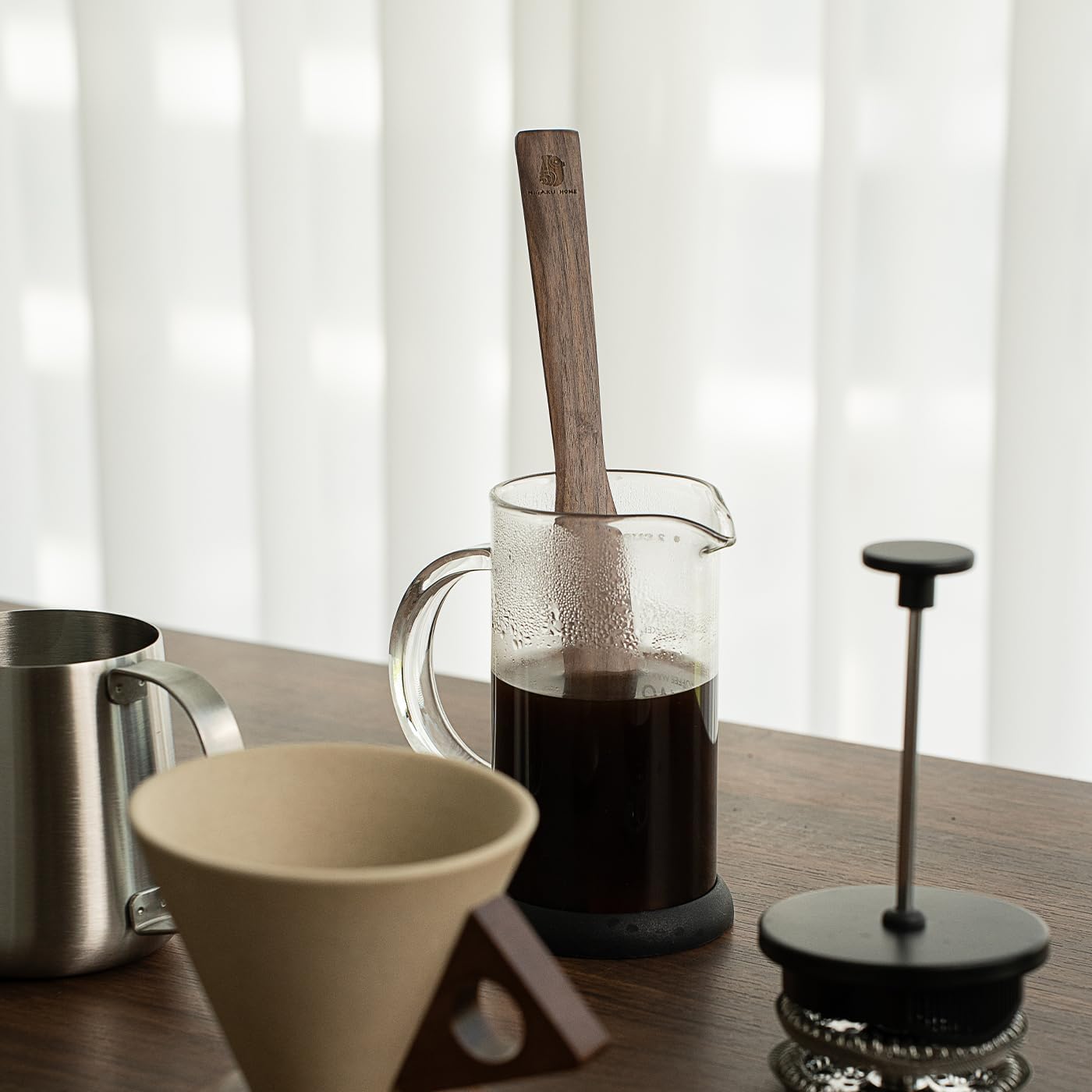 Black Walnut Coffee Stir Stick for Syphon Coffee Maker/Aeropress/French Press - 10" Wooden Coffee Brewer Accessory with Ergonomic Handle