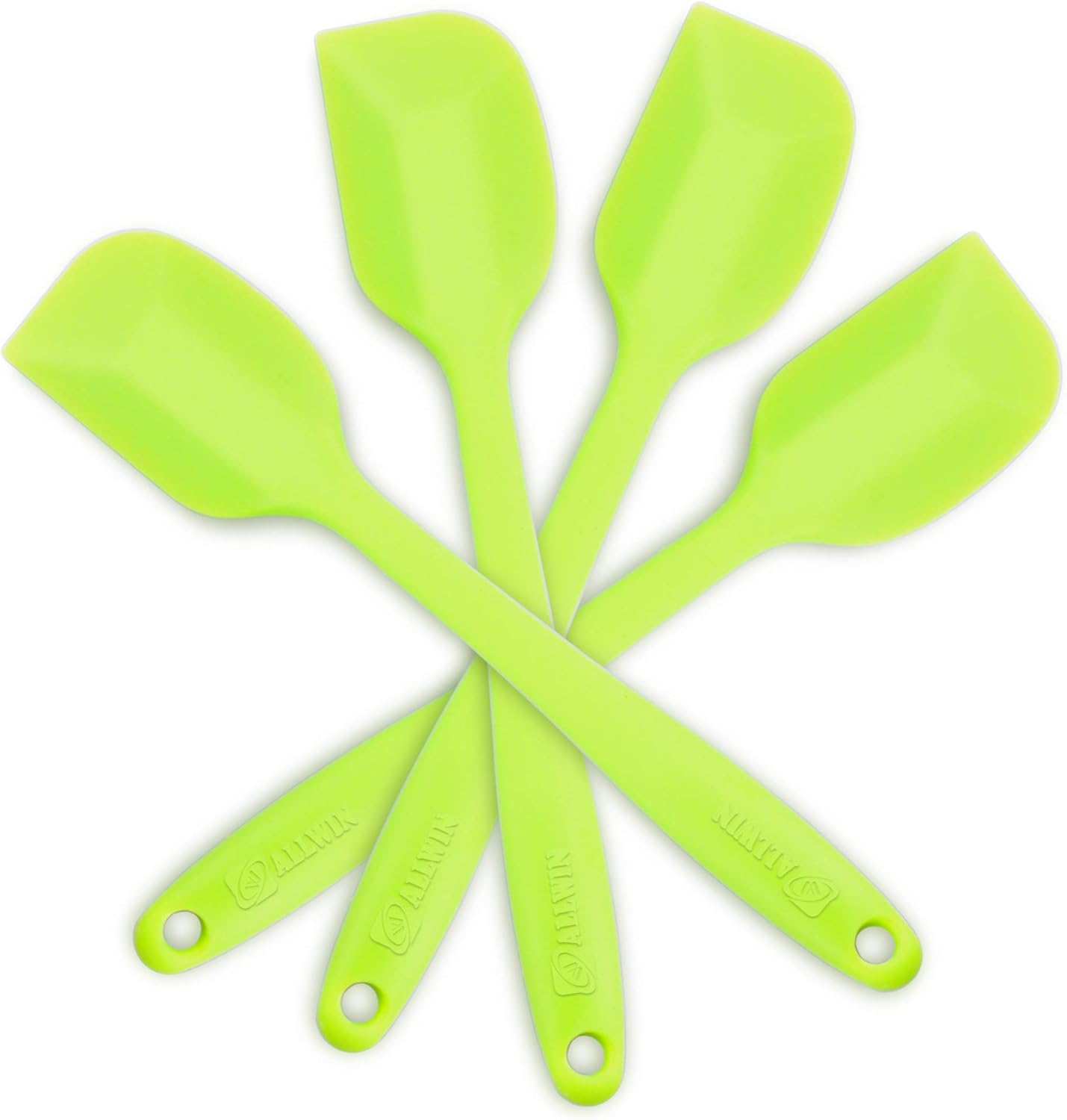 Silicone Spatula 4-piece Set, Heat-Resistant Non-stick Rubber Spatulas with Stainless Steel Core, Green